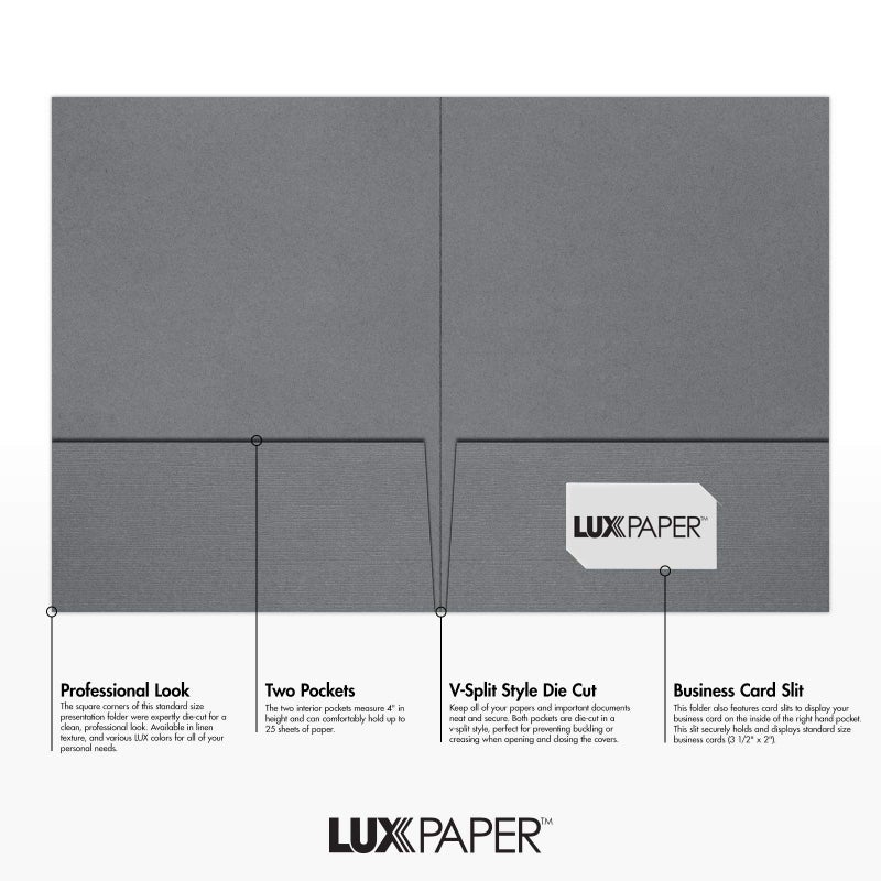 لوكس بيبر مجلدات العروض التقديمية مقاس 9 × 12 من LUXPaper - جيبان قياسيان - كتان رمادي استرليني - عبوة من 25 قطعة | مثالي لمواد مبيعات كتيبات موسم الضرائب وأكثر من ذلك بكثير! | SF-101-CSG100-25 - Image 2